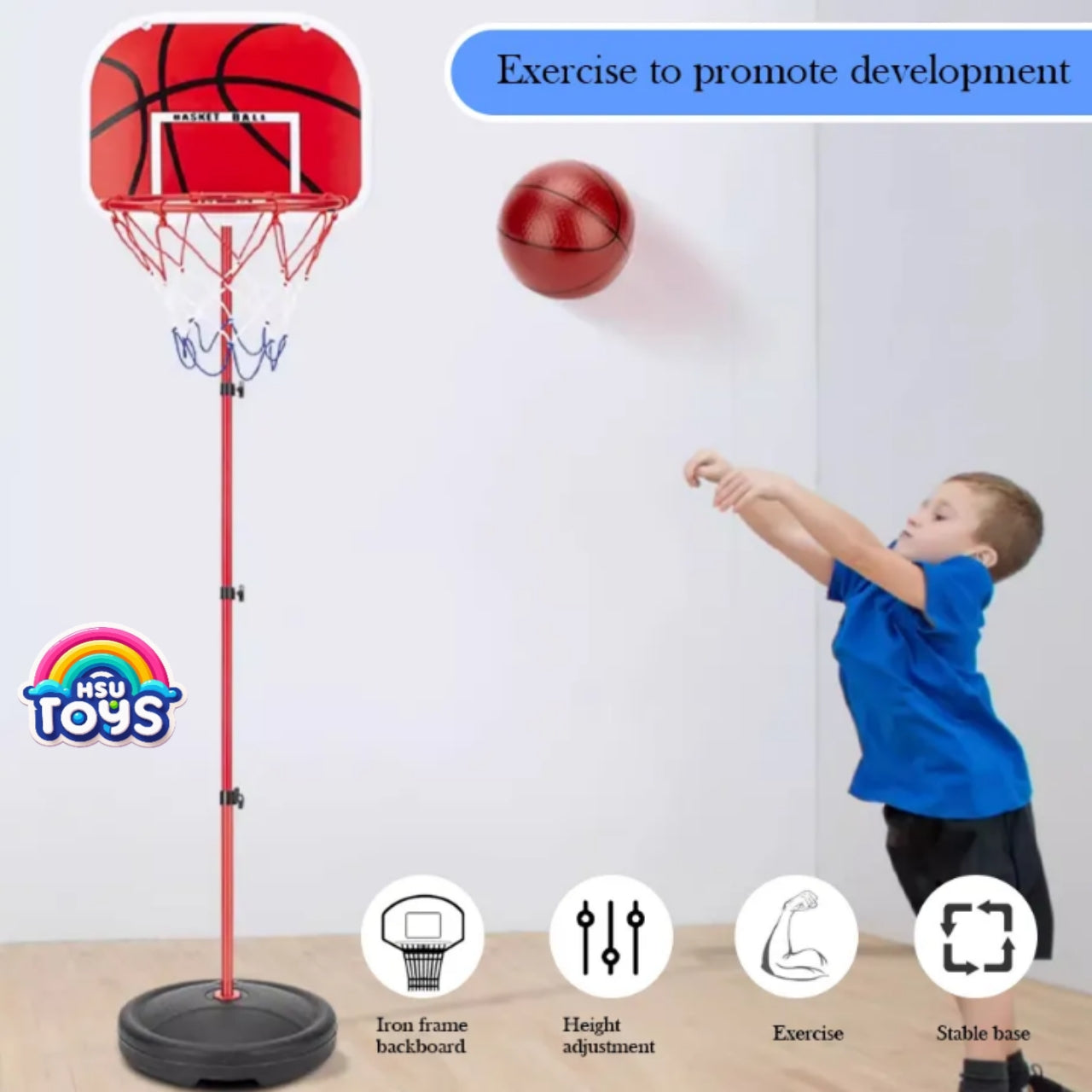Basketball stand complete metallic basket ball set for kids