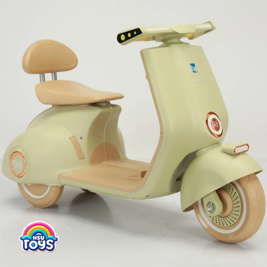BIG SIZE VESPA SCOOTER FOR KIDS. 12V BATTERY. CLASSIC FIBRE FINISHING