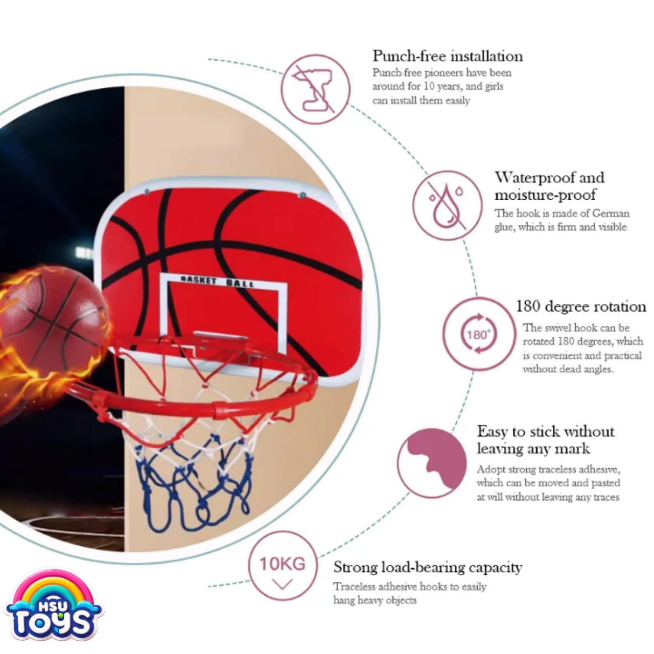Basketball stand complete metallic basket ball set for kids