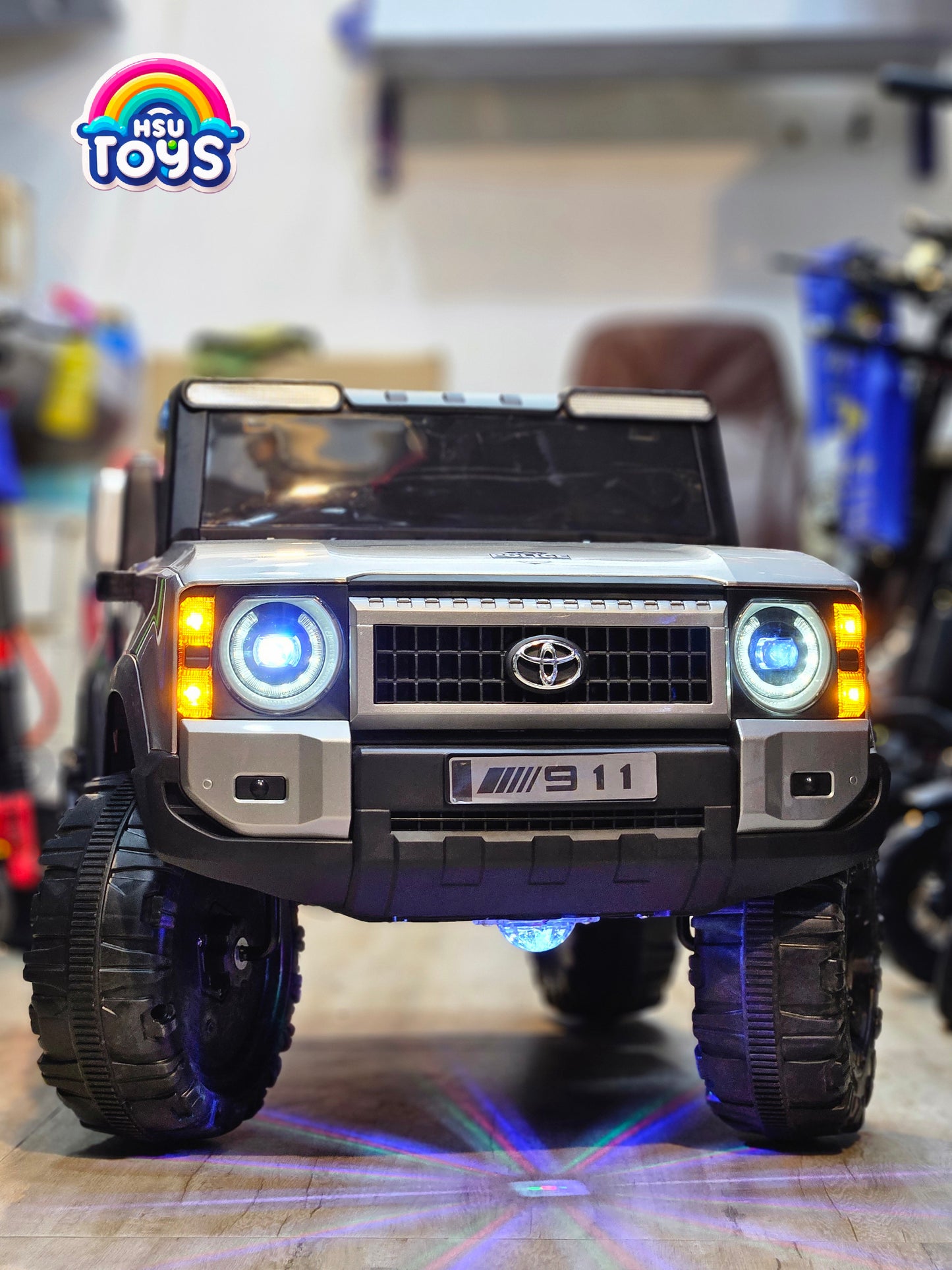 Toyota Cruiser Style Police Ride-On Jeep 12V – Electric SUV for Kids with Lights & Music