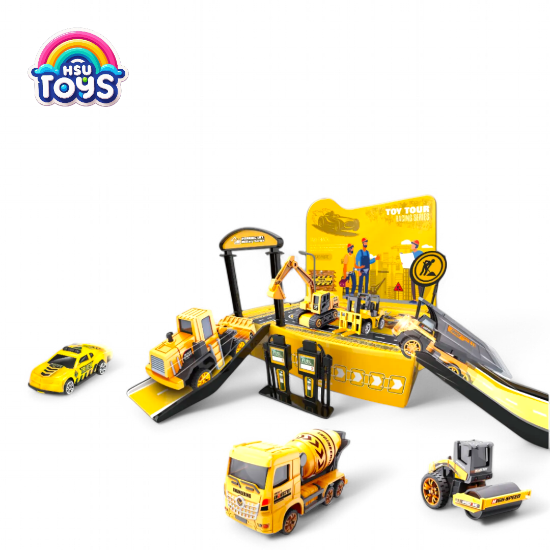 Urban engineering mini construction parking track set for kids
