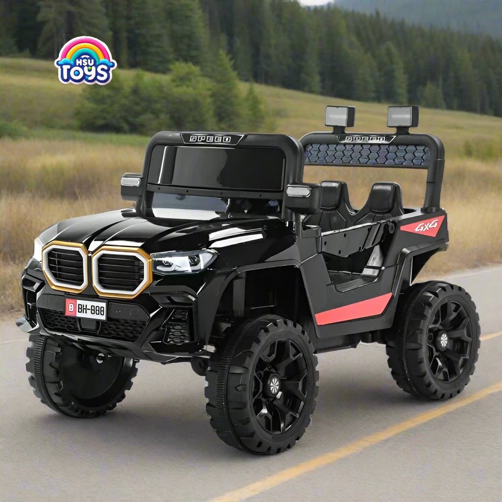 12V Mini Bmw Police Ride-On Jeep with 2x2 Motors - Red