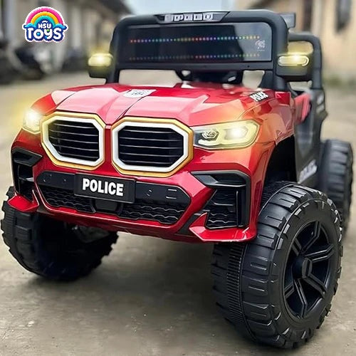 12V Mini Bmw Police Ride-On Jeep with 2x2 Motors - Red