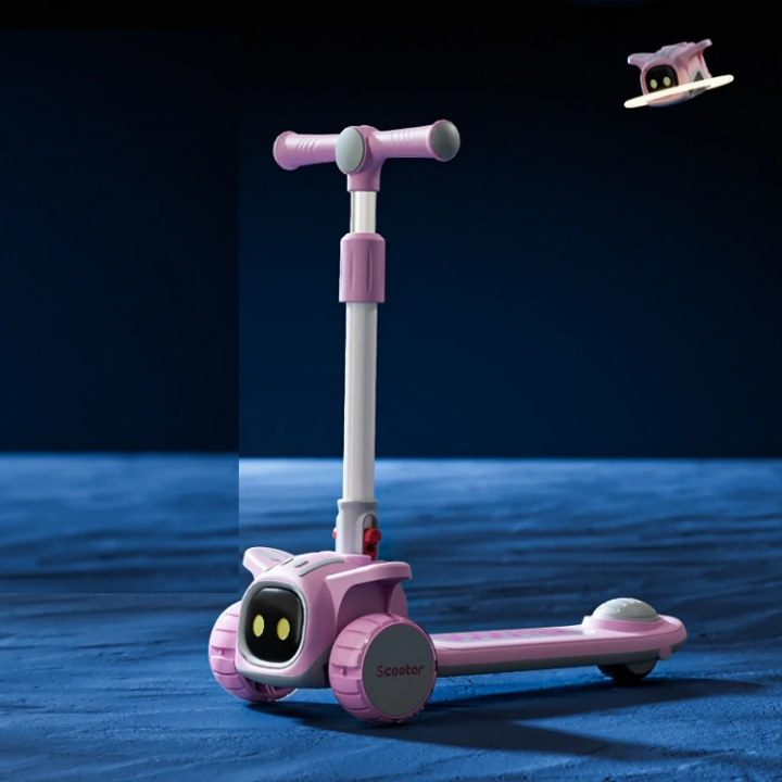 Robot shaped manual fiber Scooty foldable and adjustable for kids 3-12