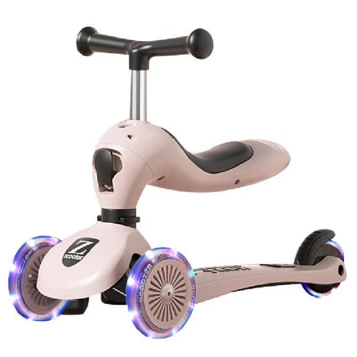 Versatile 2 in 1 foldable adjustable manual Scooty for kids 2-8