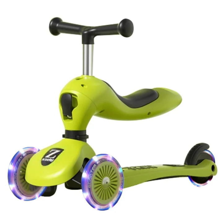 Versatile 2 in 1 foldable adjustable manual Scooty for kids 2-8