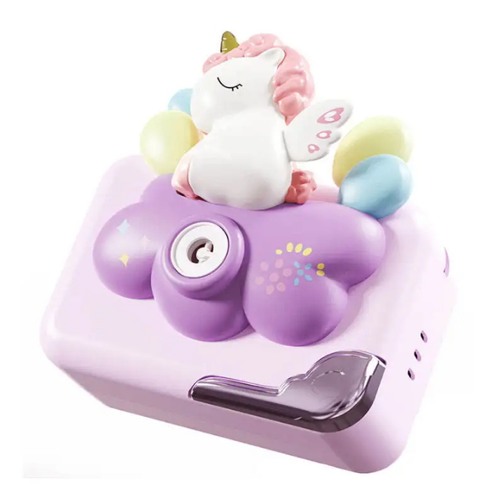 Cute battery operated bubble camera with soothing music for kids 2+