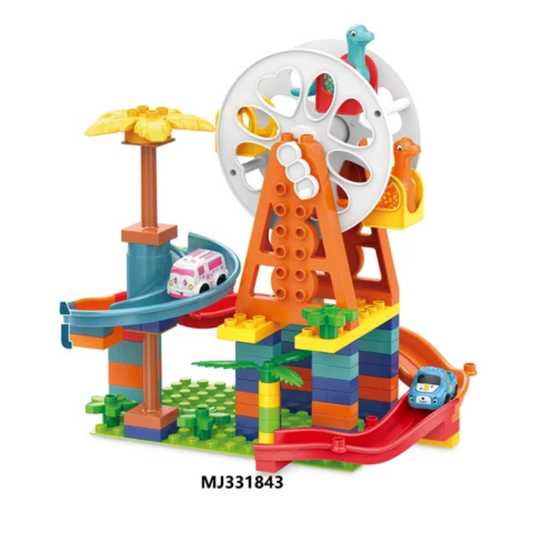 Big building blocks dinosaur ferris wheel slide track for kids 3+