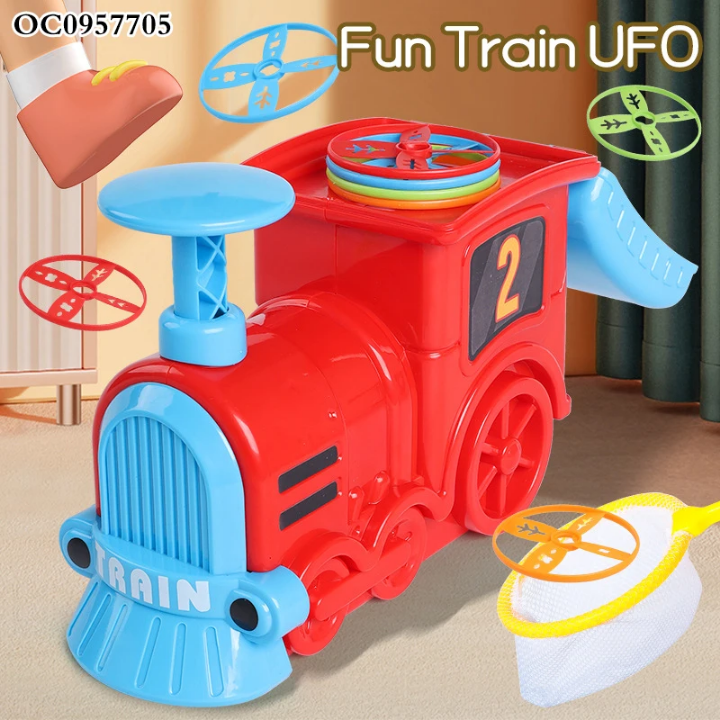 Funny train flying saucer 2 player flying disc catching game for kids 3+