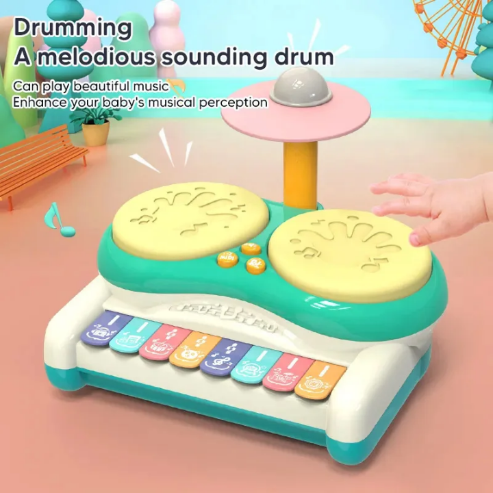 2 in 1 battery operated piano + electronic jazz drum set for kids 3+