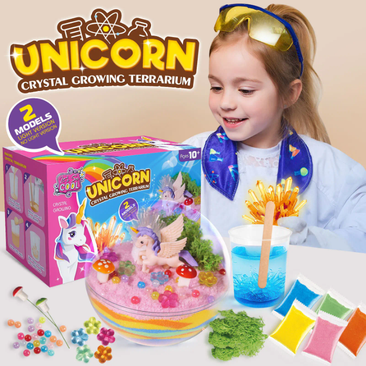 Unicorn crystal growing terrarium DIY lighting bowl for kids 8+