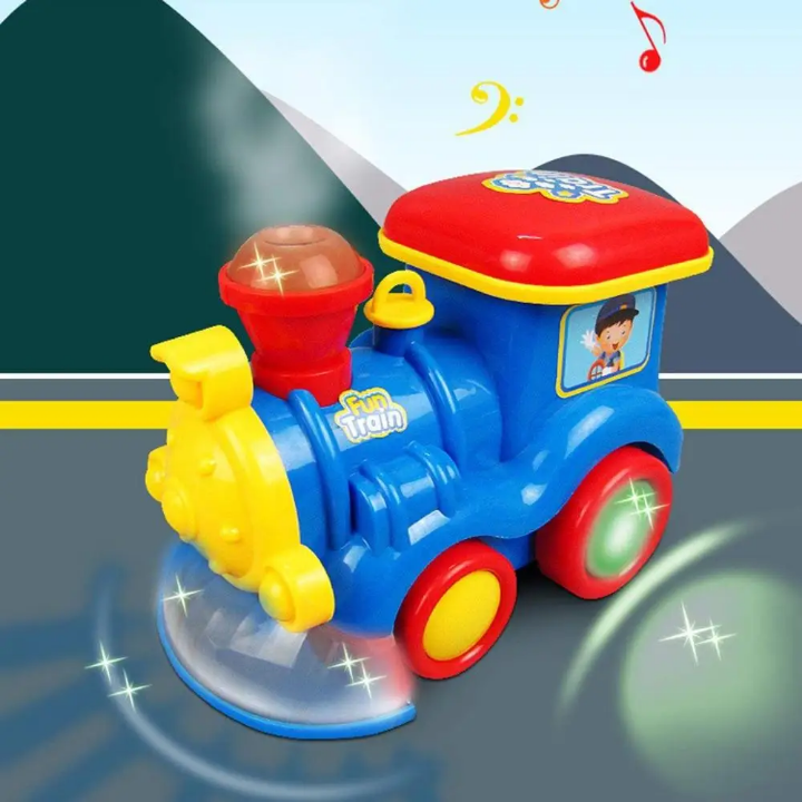 Cartoon baby train battery operated with smoke and light music for kids