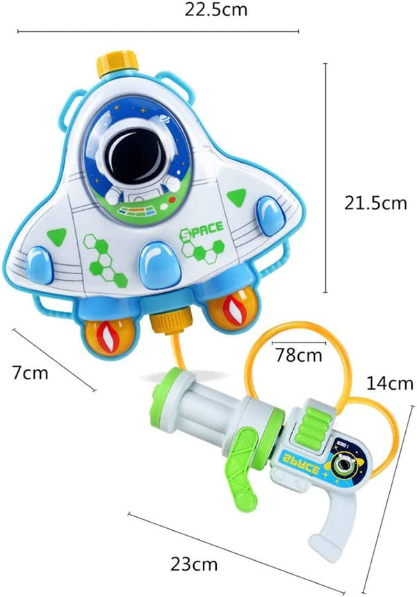 Astronaut-themed backpack water gun for kids 3+