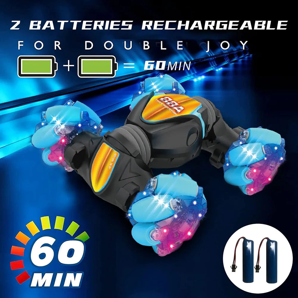 Mini gesture sensing RC stunt car with RGB lights and watch for kids