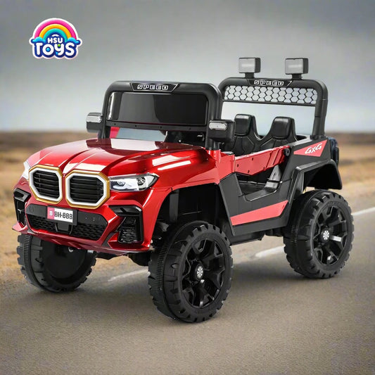 12V Mini Bmw Police Ride-On Jeep with 2x2 Motors - Red