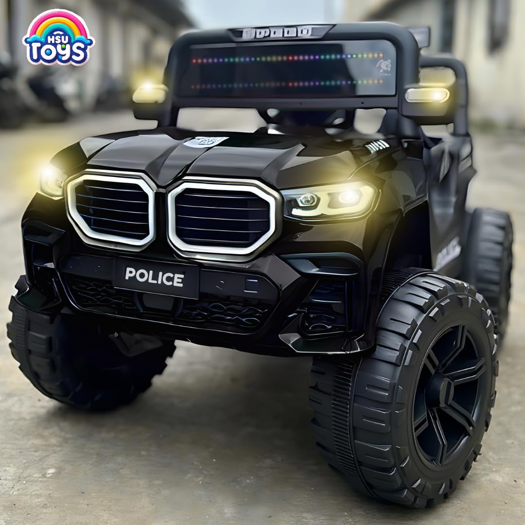 12V Mini Bmw Police Ride-On Jeep with 2x2 Motors - Red