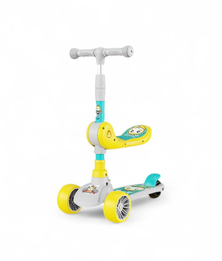 Manual duck themed foldable Scooty with seat for kids for ages 2.5-10