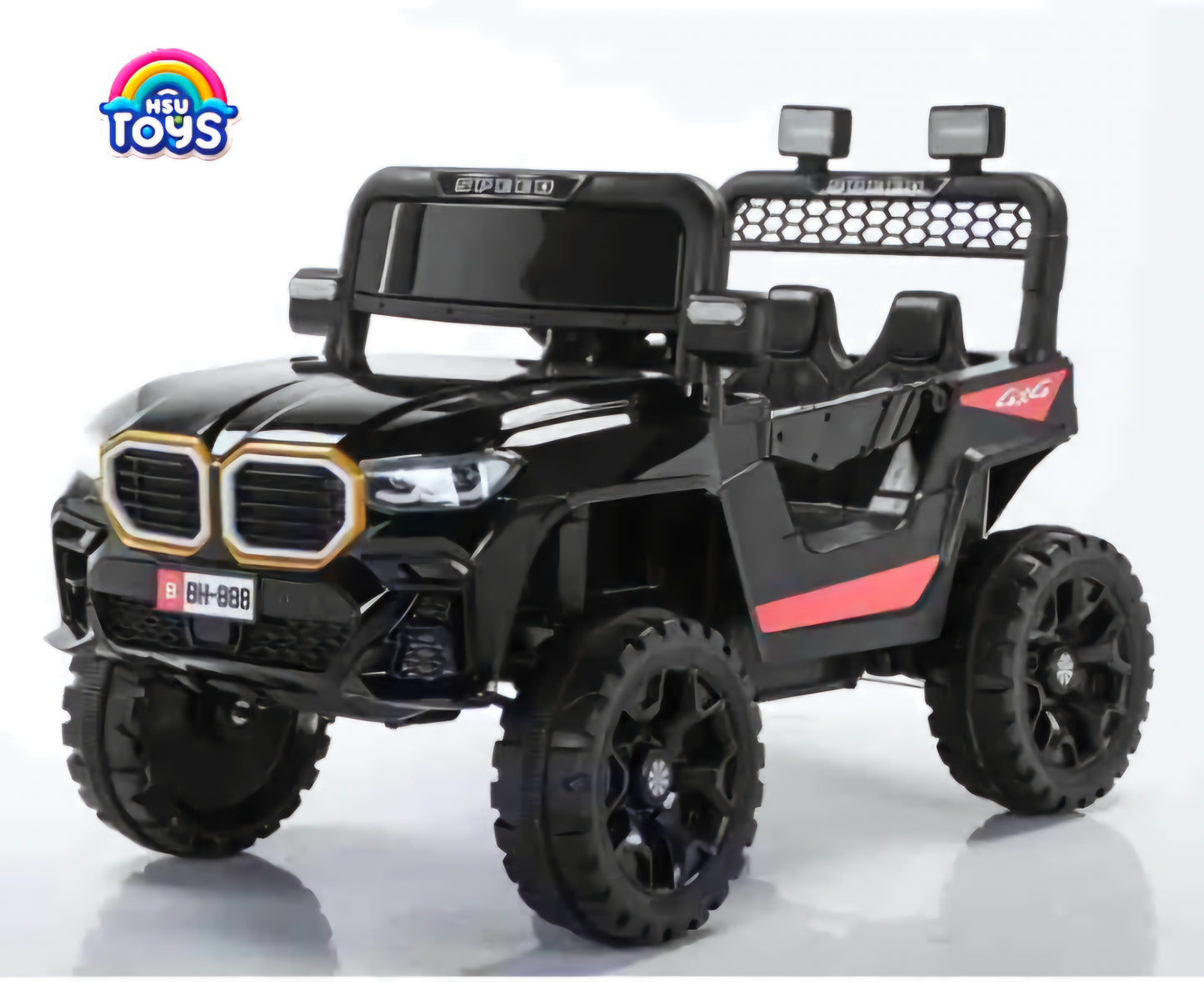 12V Mini Bmw Police Ride-On Jeep with 2x2 Motors - Red