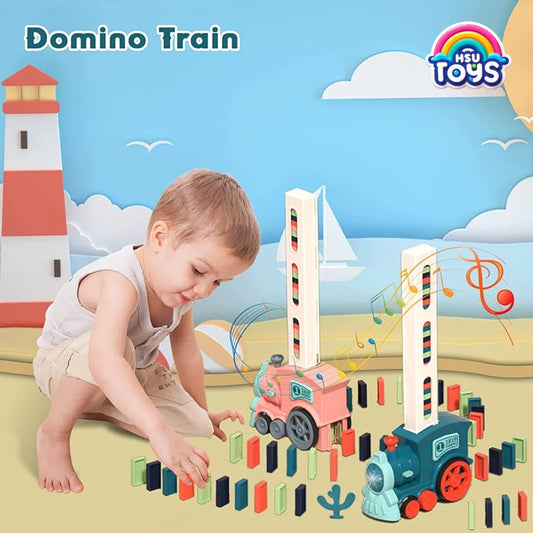 Battery operated domino train domino placing train for kids