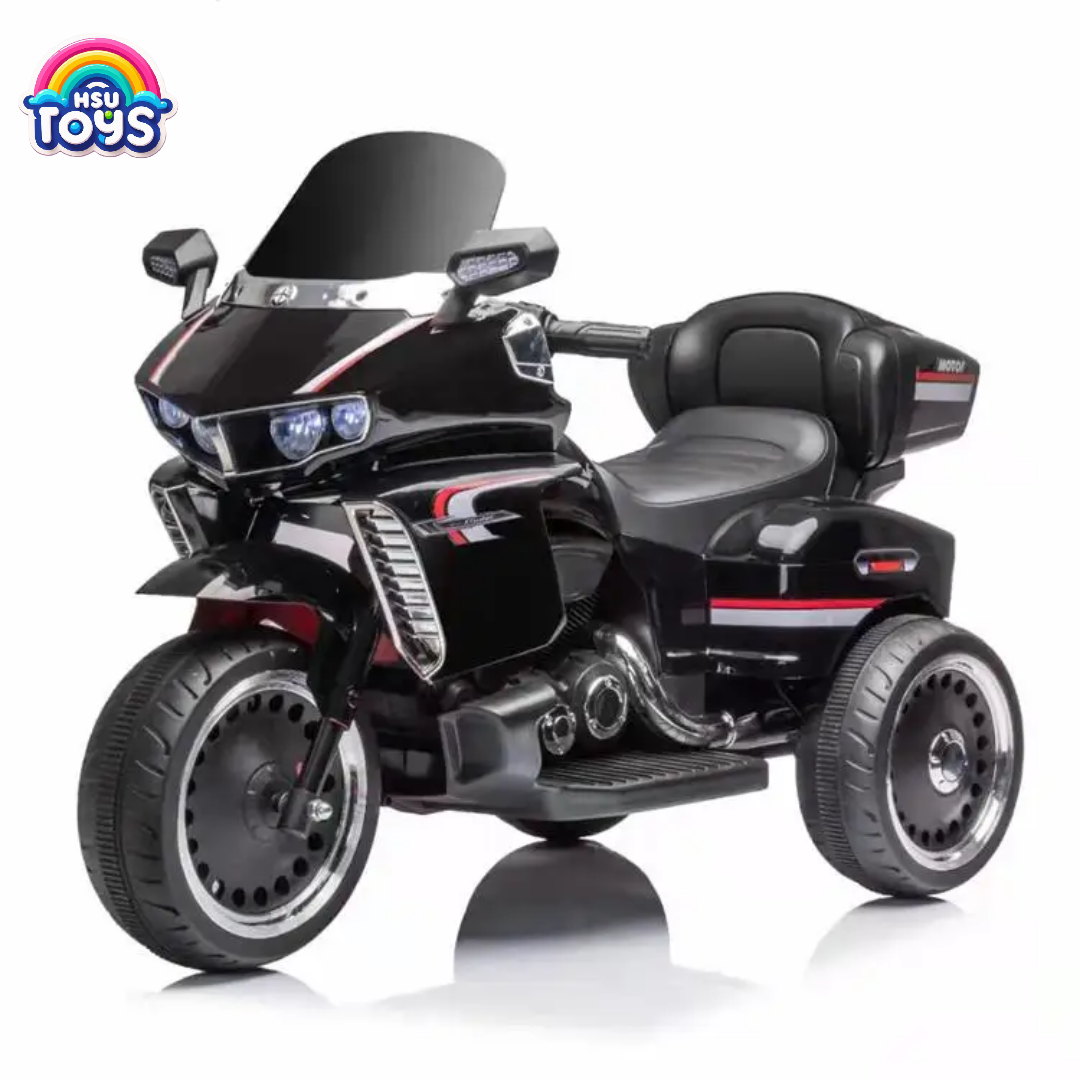 12V Kids' Ride-On Police Motorcycle with Dual Motors & LED Lights