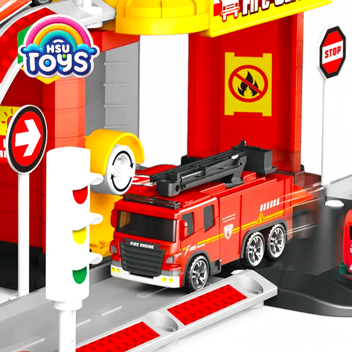 Parking lots fire series fire brigade track set for kids