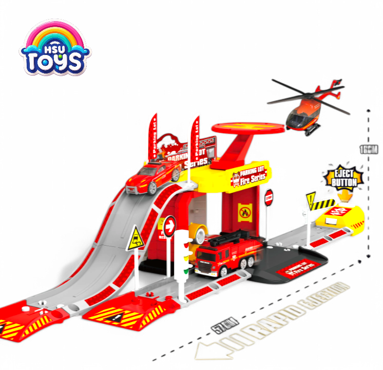 Parking lots fire series fire brigade track set for kids