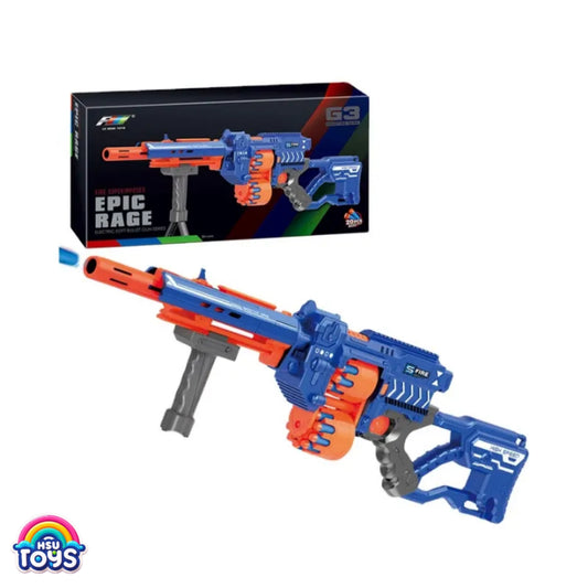 Epic rage automatic battery operated soft bullet shooter gun double magazine for kids