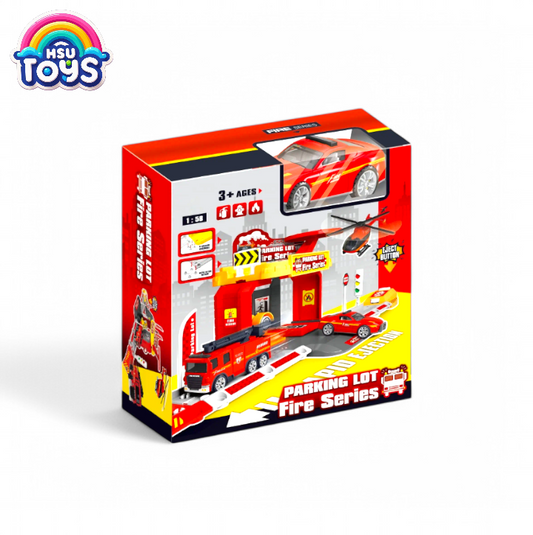 Parking lots fire series fire brigade track set for kids