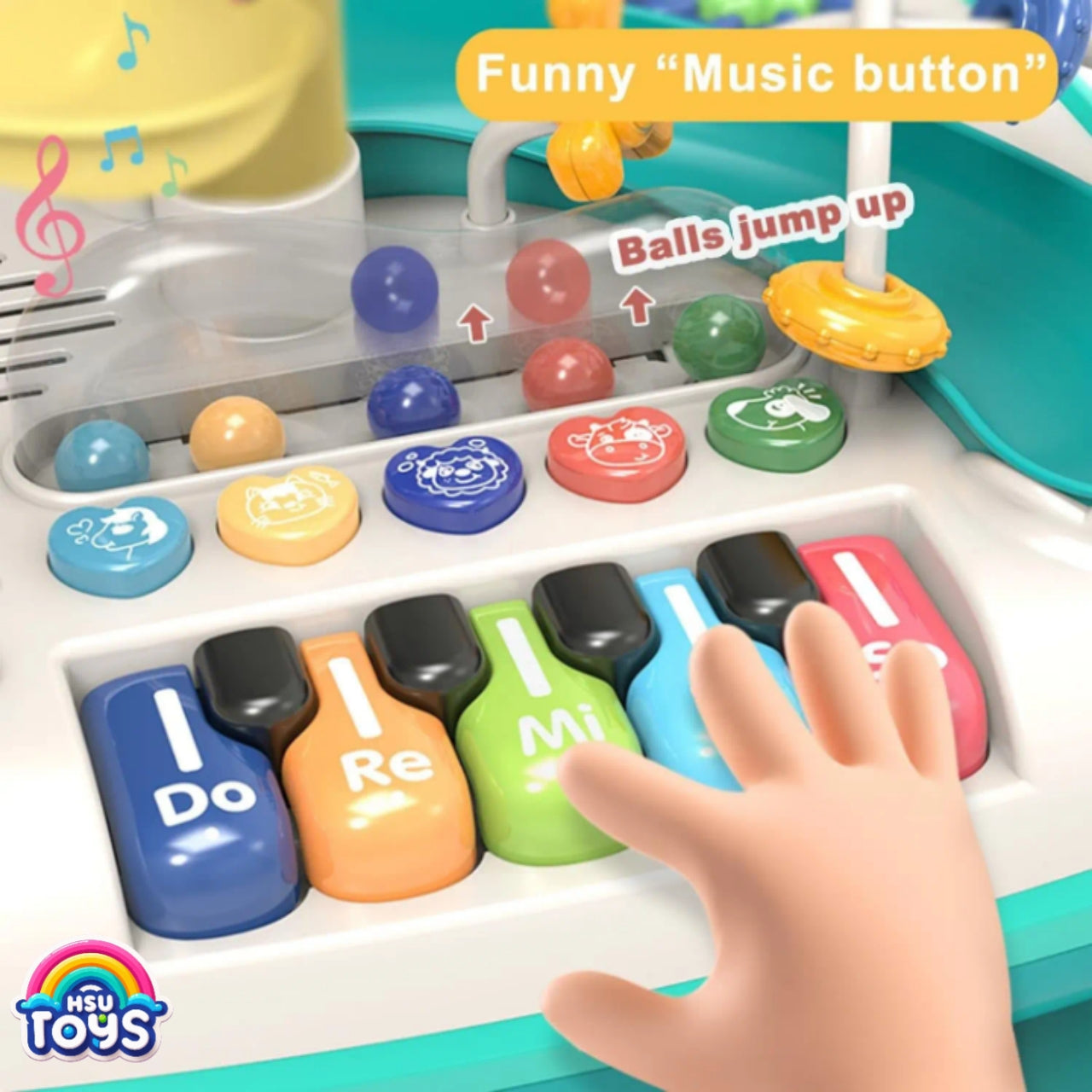 Music piano fun rolling slideway with keyboard and rolling balls for kids