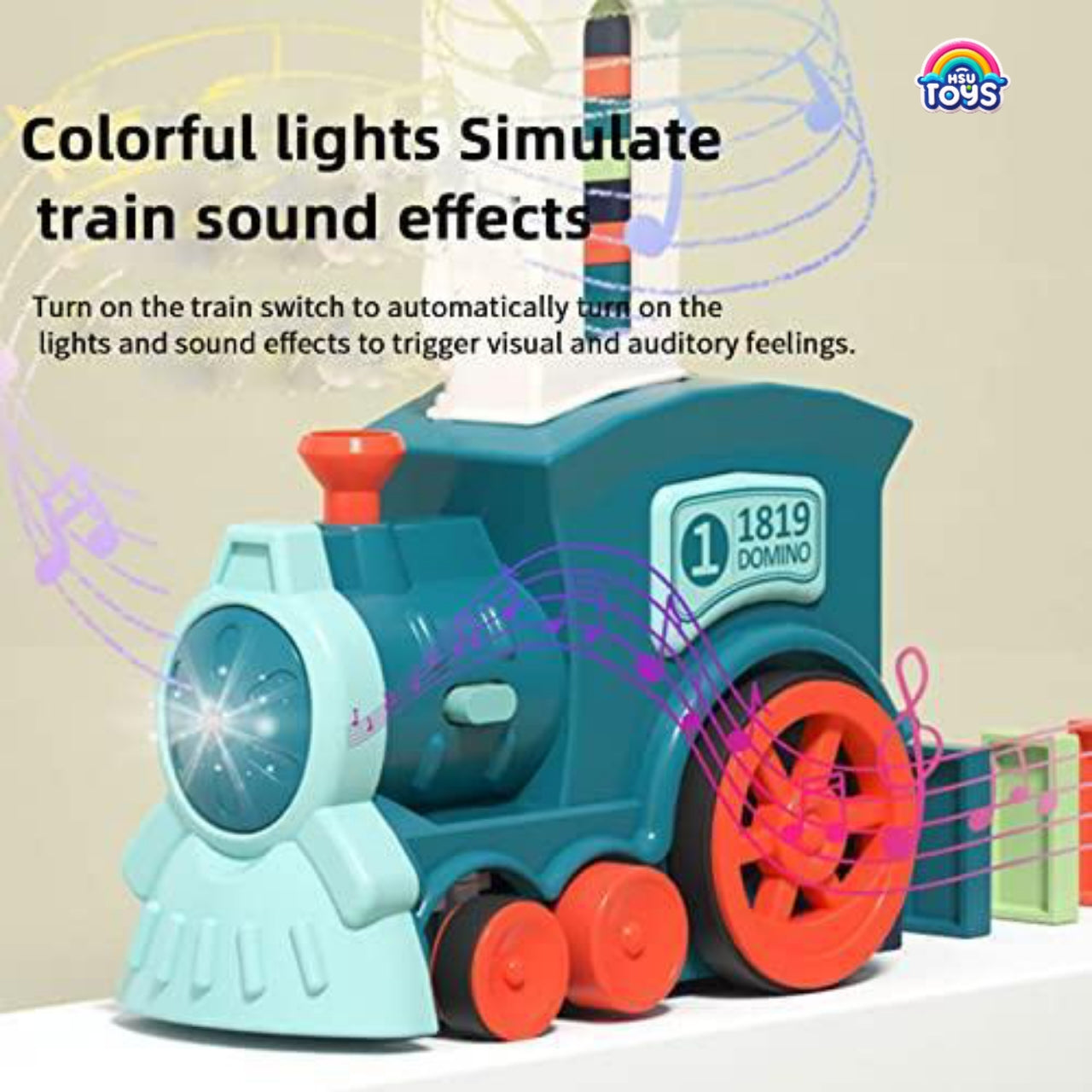 Battery operated domino train domino placing train for kids