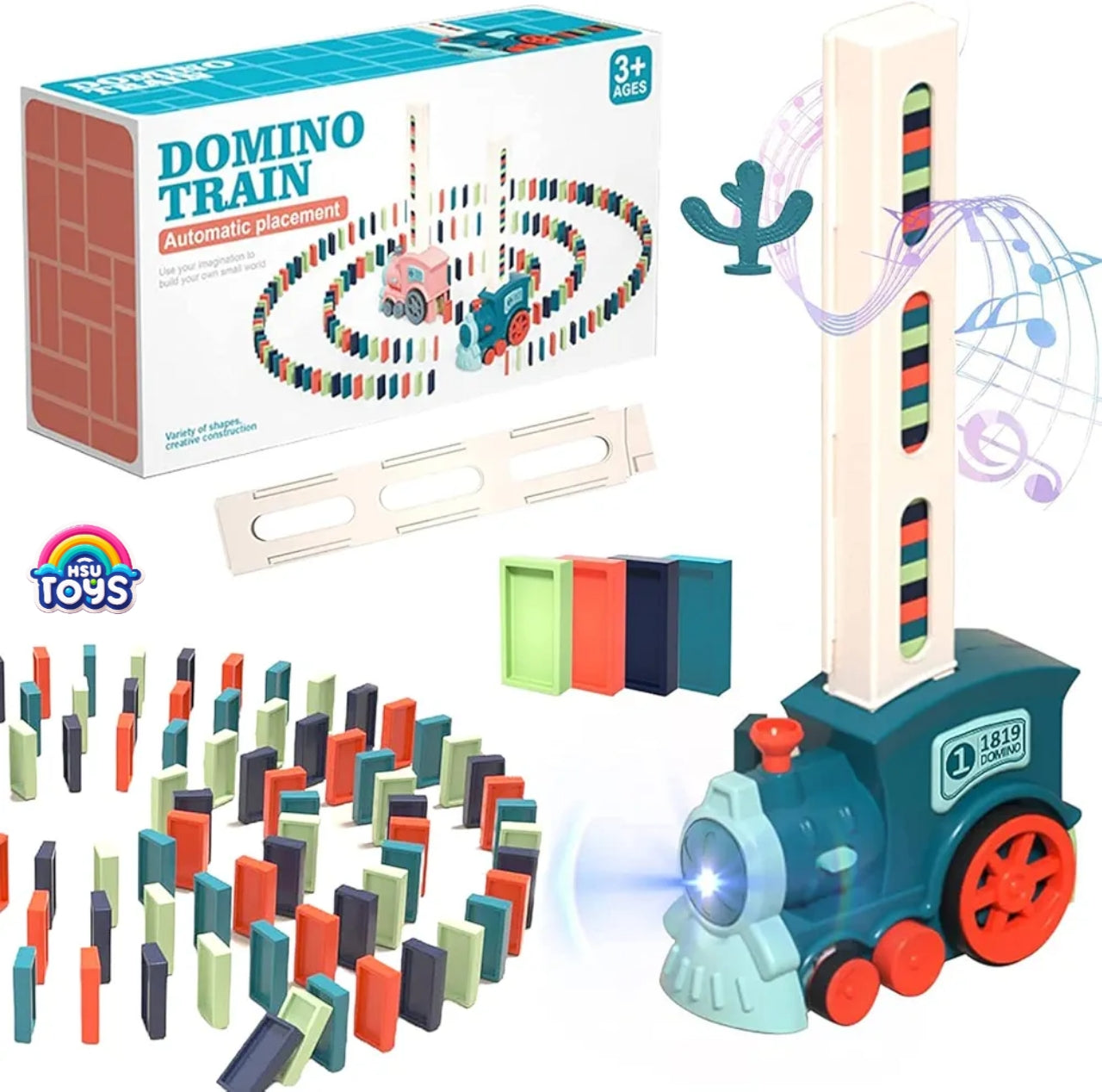 Battery operated domino train domino placing train for kids