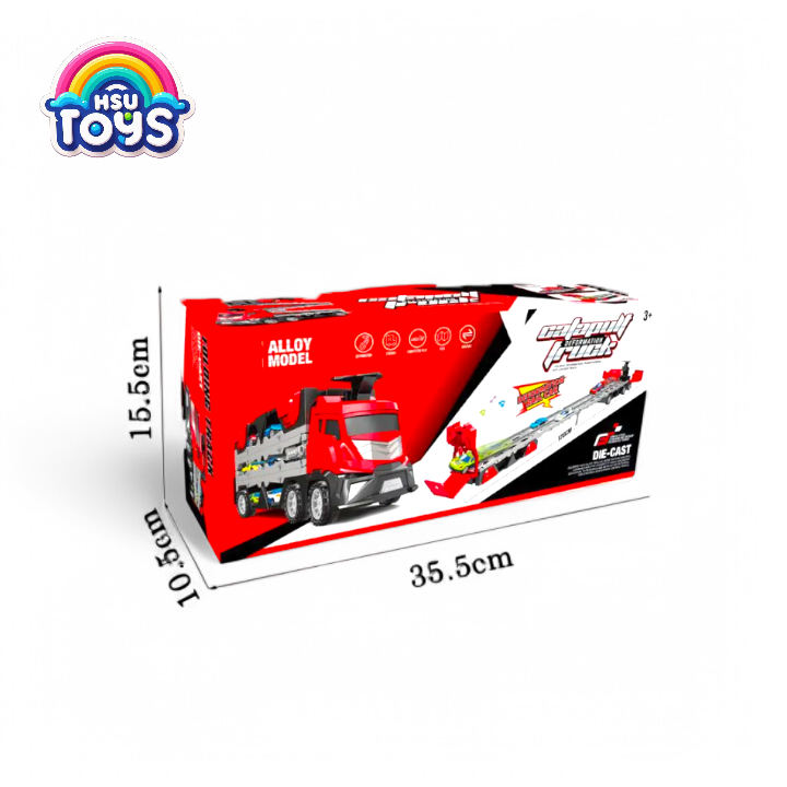Catapult deformation easy to carry truck with small die cast cars for kids